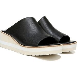 Vince Sarria Leather Wedge Sandals Women’s 7.5 EU 37.5 Black Platform Slides